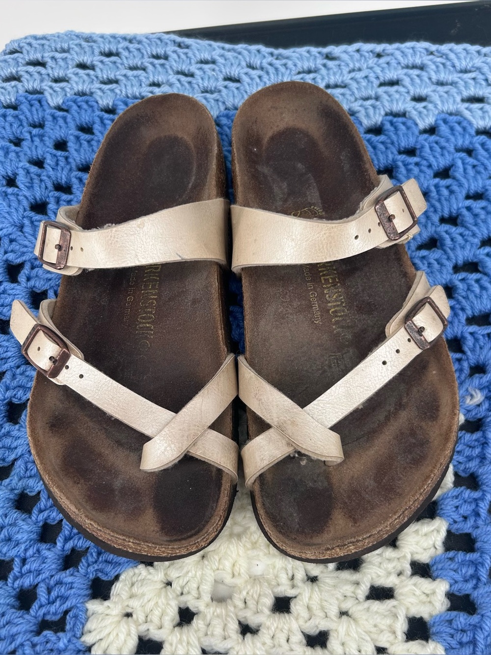 Birkenstock Mayari Birko-Flor Sandals Graceful Pearl White Women's Size 38 L7
